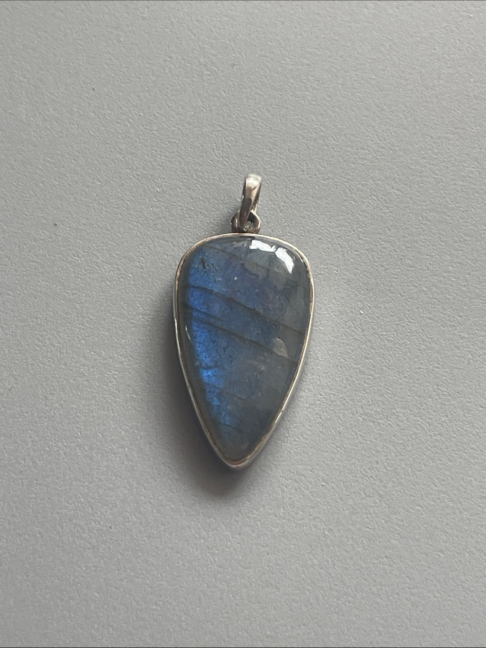 Sterling Silver Labradorite Teardrop Pendant in Blue